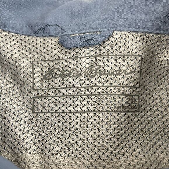 Eddie Bauer Blue Tent Pattern Button Up Shirt S/S Mesh Lined Nylon Blend 2XL XXL - Picture 5 of 9